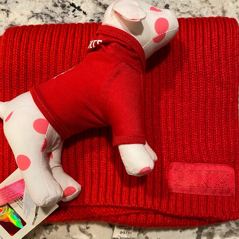 VS/PINK Ohio State Buckeyes Mini Dog & knit scarf